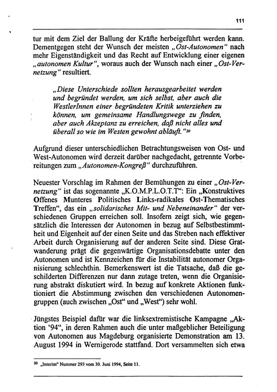 Seite 127 des Verfassungsschutzbericht 1994 Sachsen-Anhalt