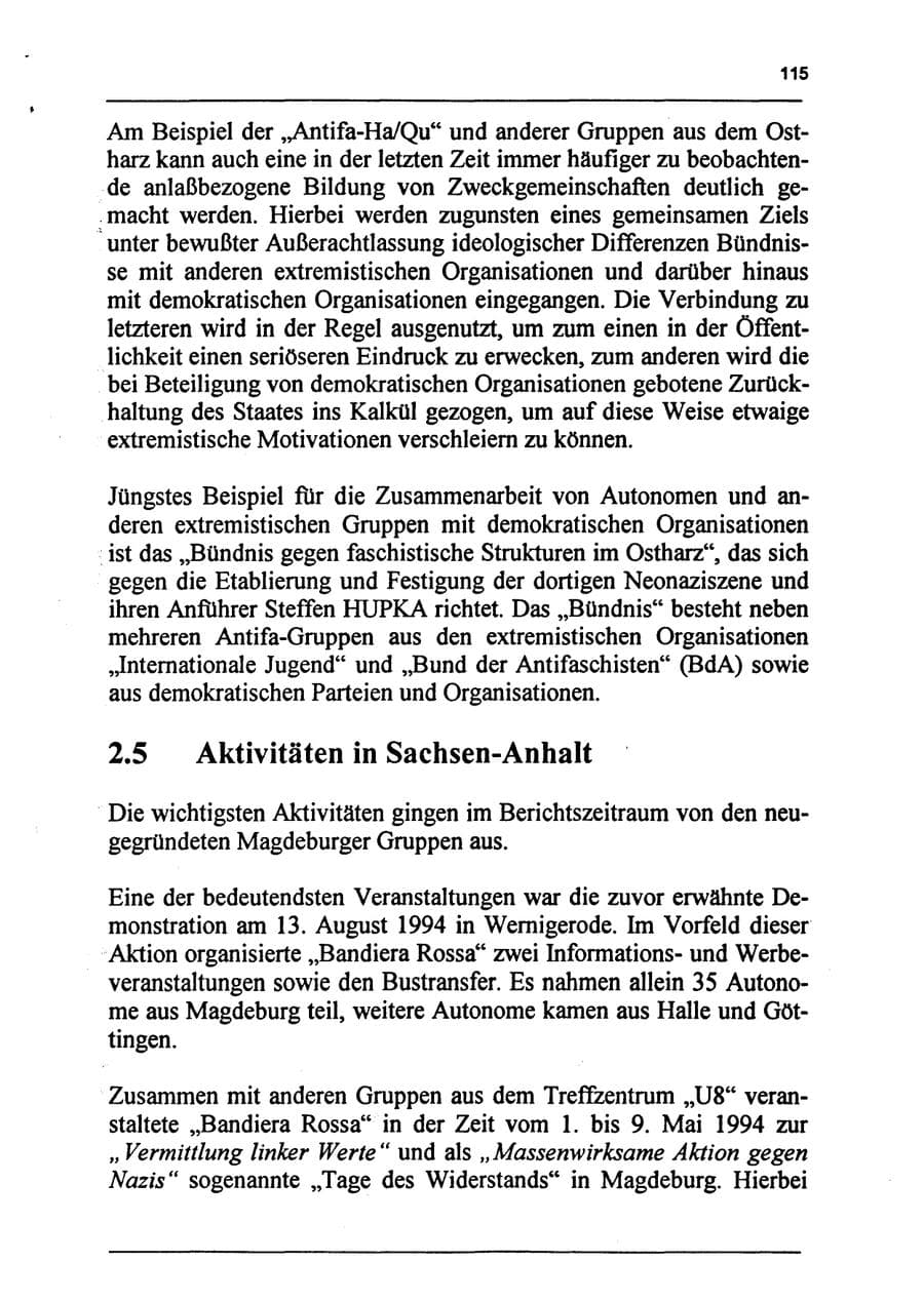 Seite 131 des Verfassungsschutzbericht 1994 Sachsen-Anhalt