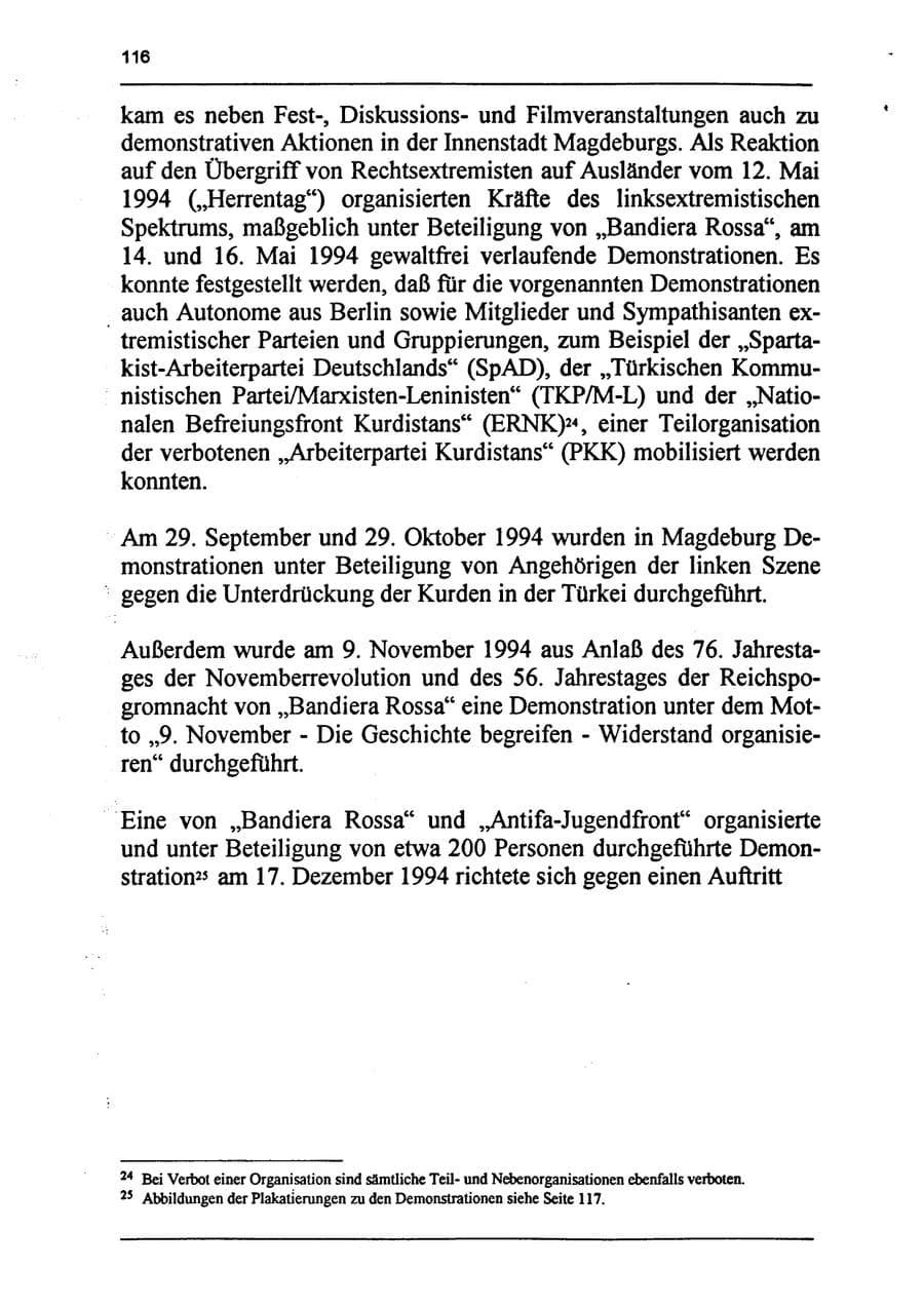 Seite 132 des Verfassungsschutzbericht 1994 Sachsen-Anhalt