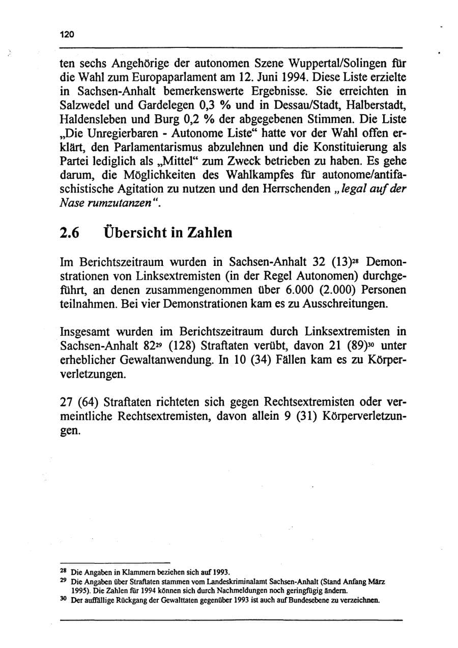 Seite 136 des Verfassungsschutzbericht 1994 Sachsen-Anhalt
