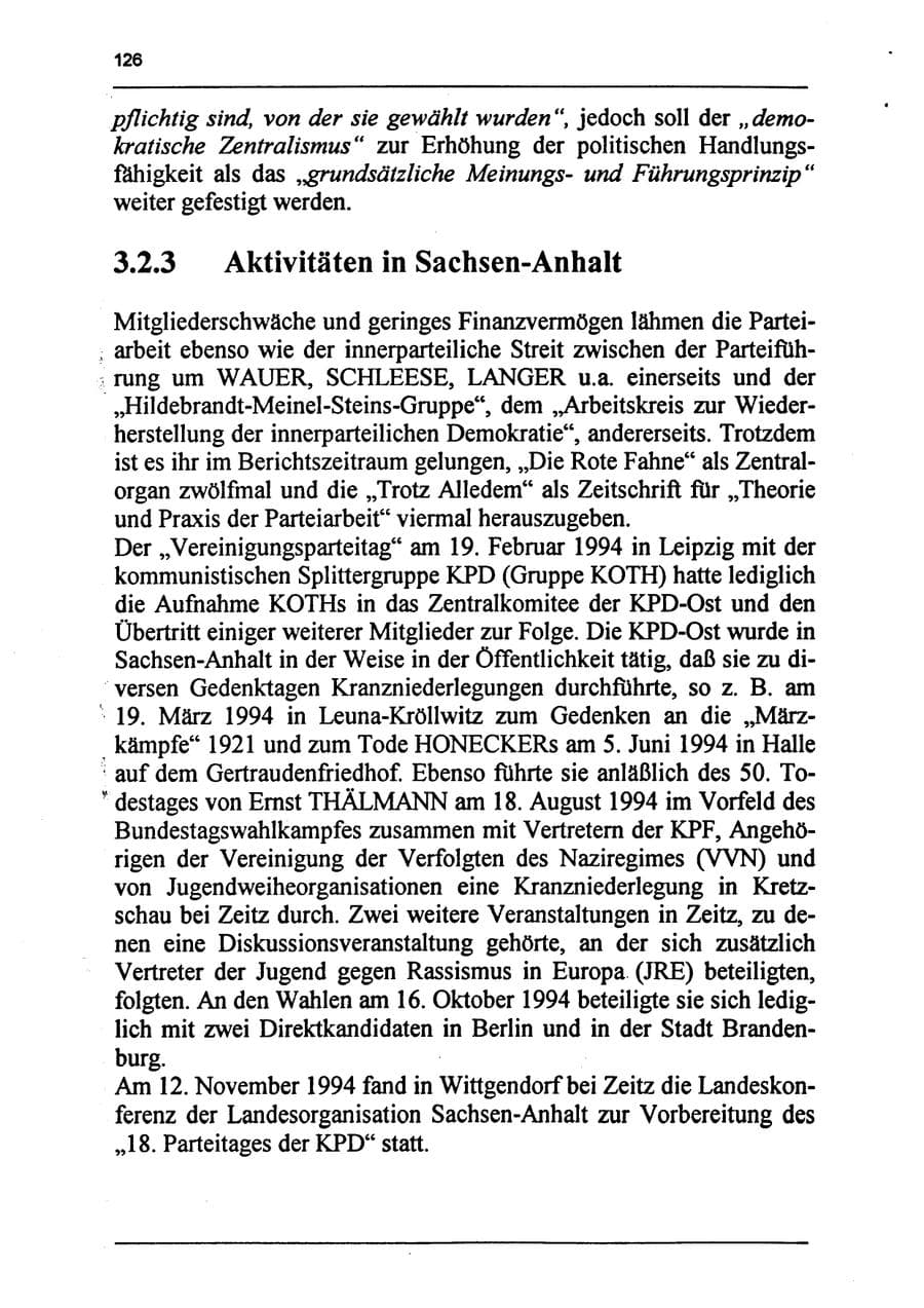 Seite 142 des Verfassungsschutzbericht 1994 Sachsen-Anhalt