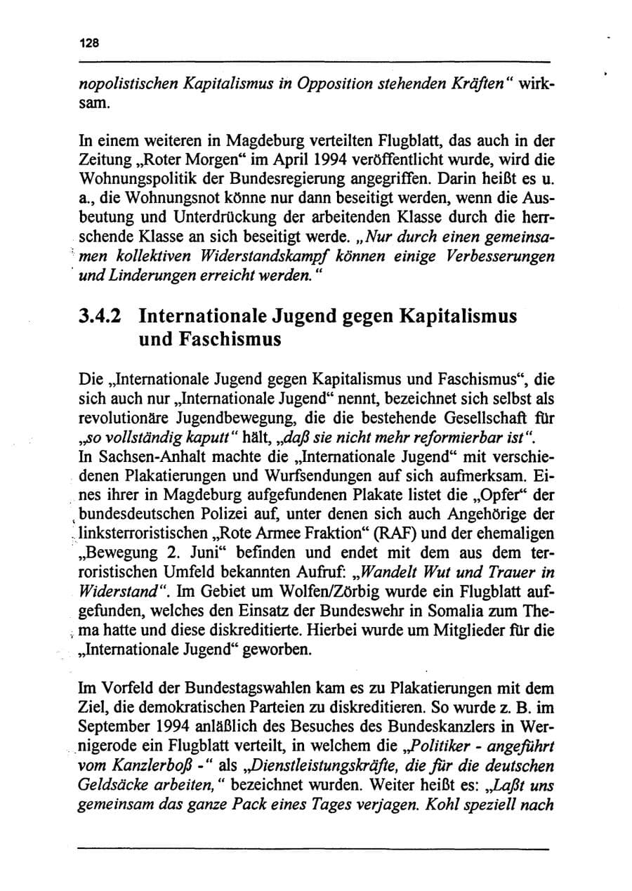 Seite 144 des Verfassungsschutzbericht 1994 Sachsen-Anhalt