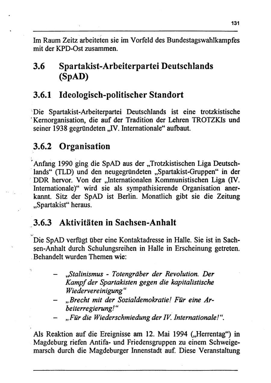 Seite 147 des Verfassungsschutzbericht 1994 Sachsen-Anhalt