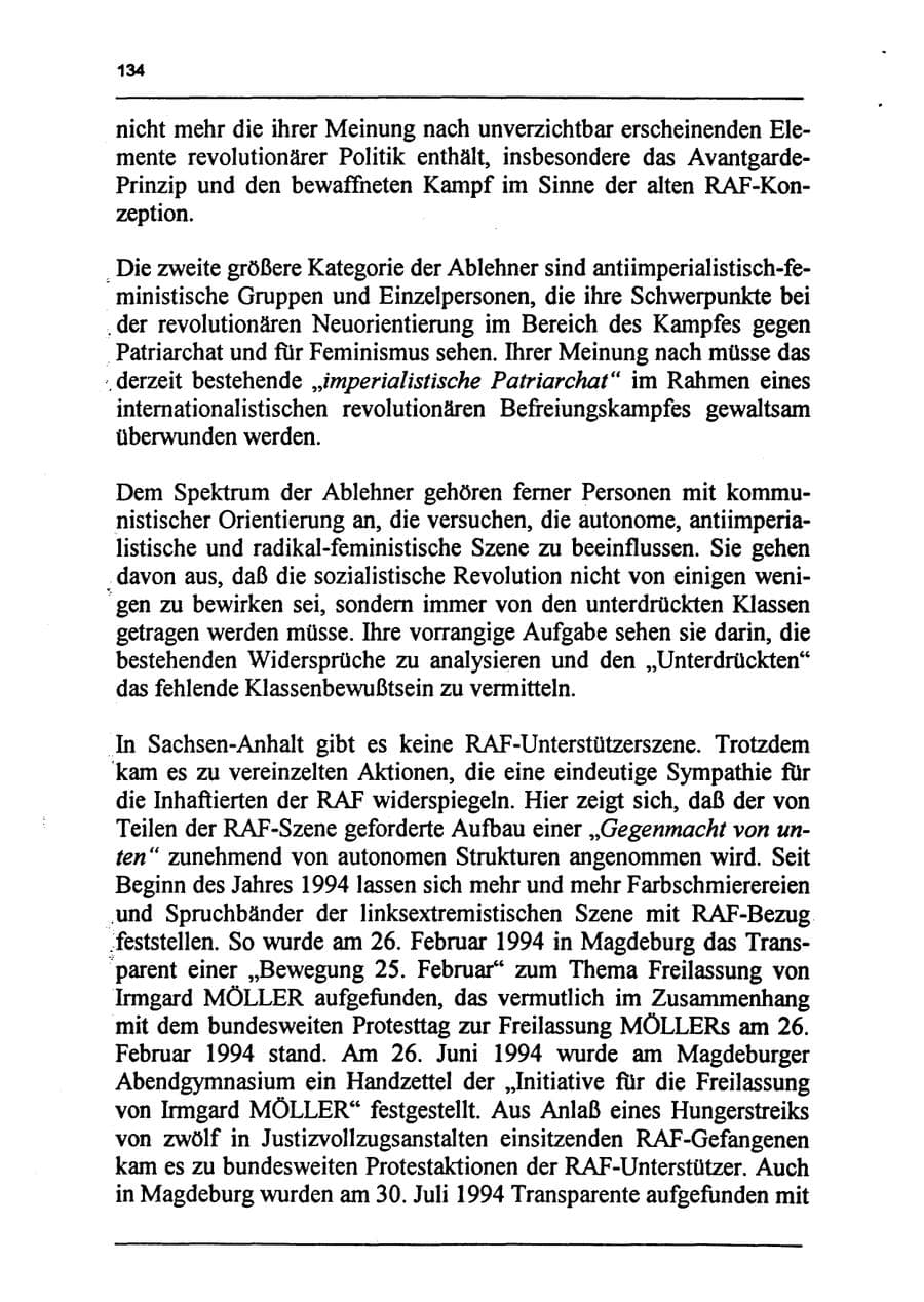 Seite 150 des Verfassungsschutzbericht 1994 Sachsen-Anhalt