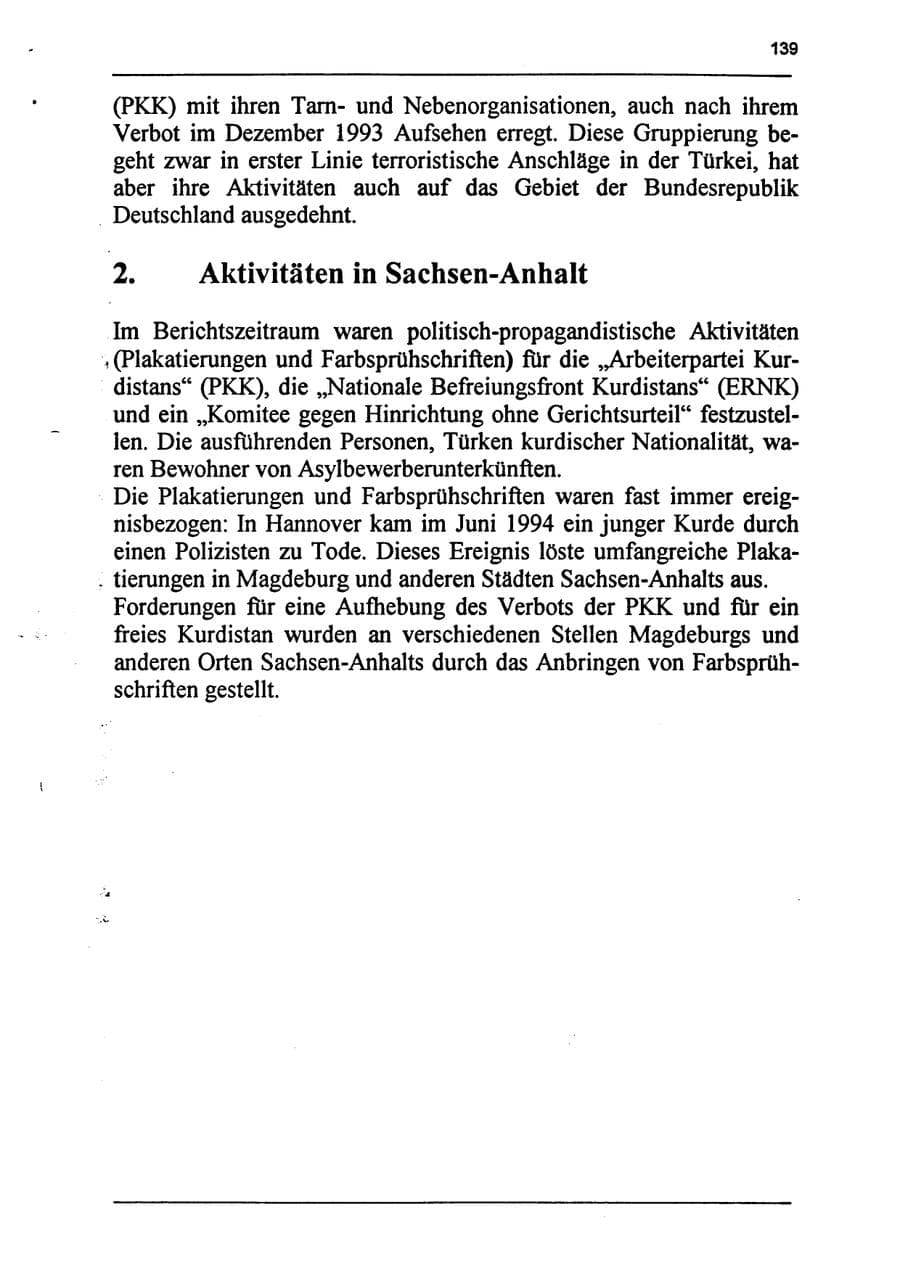 Seite 155 des Verfassungsschutzbericht 1994 Sachsen-Anhalt