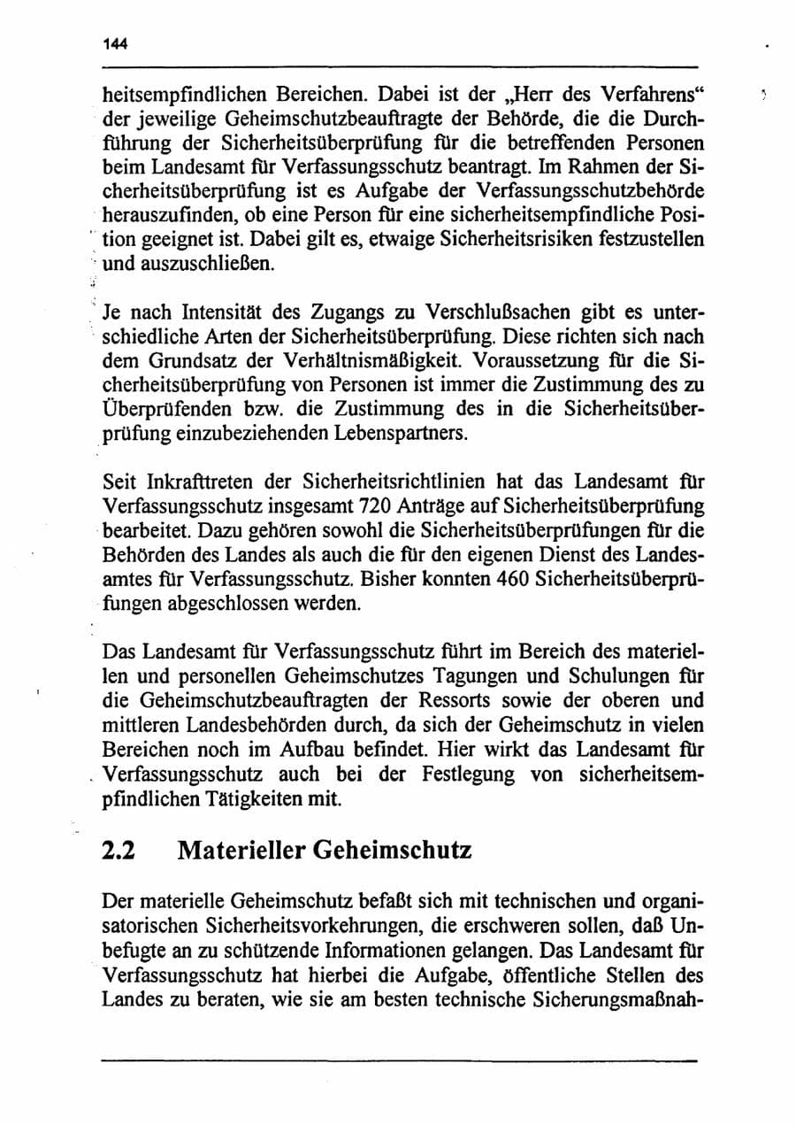 Seite 160 des Verfassungsschutzbericht 1994 Sachsen-Anhalt