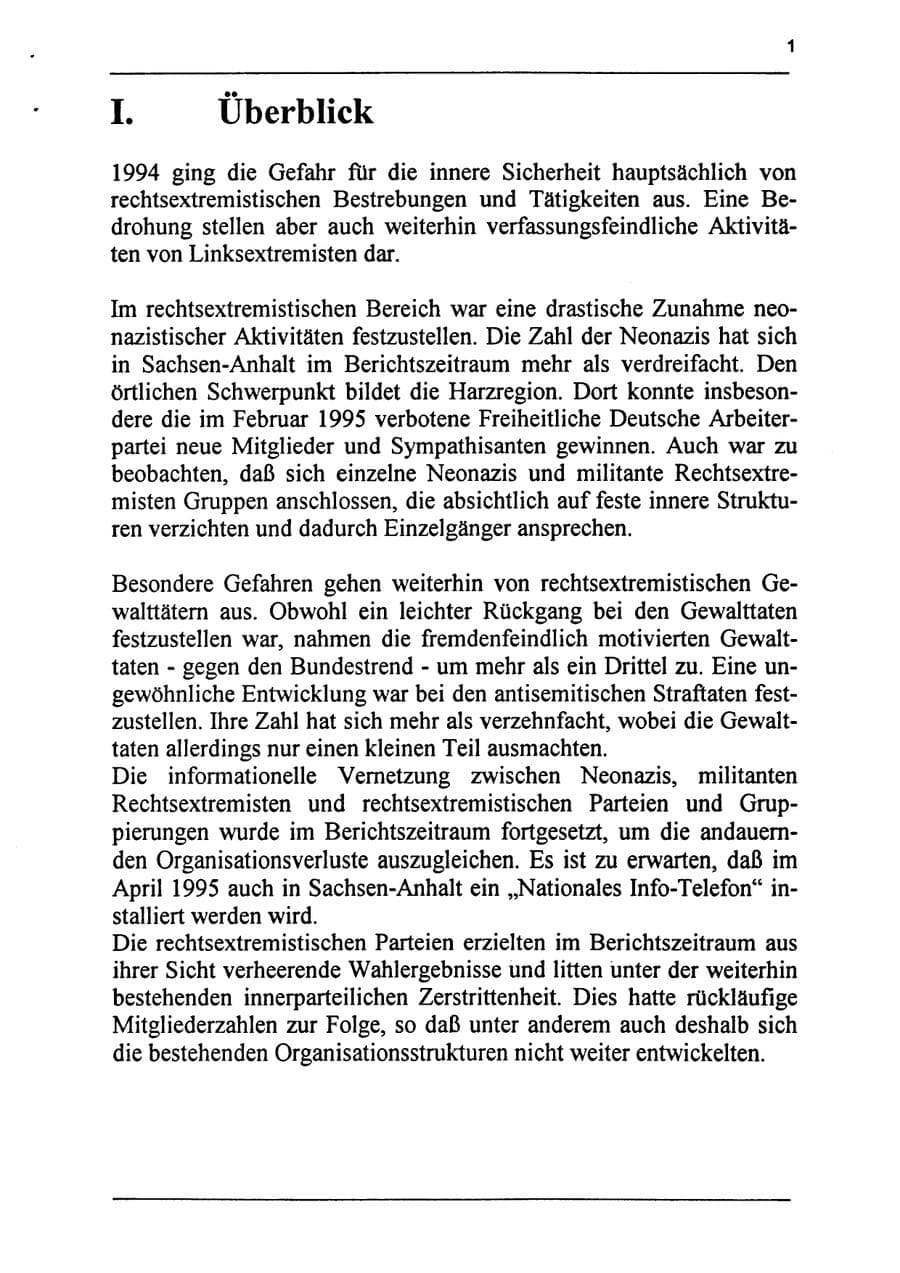 Seite 17 des Verfassungsschutzbericht 1994 Sachsen-Anhalt