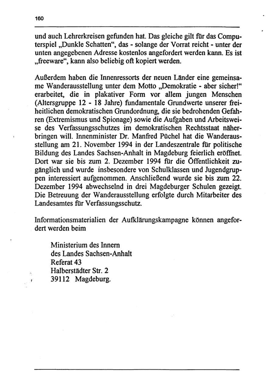 Seite 176 des Verfassungsschutzbericht 1994 Sachsen-Anhalt