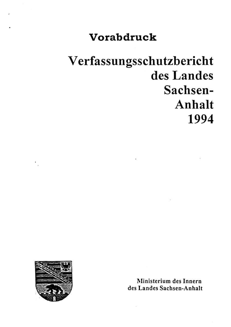 Seite 3 des Verfassungsschutzbericht 1994 Sachsen-Anhalt