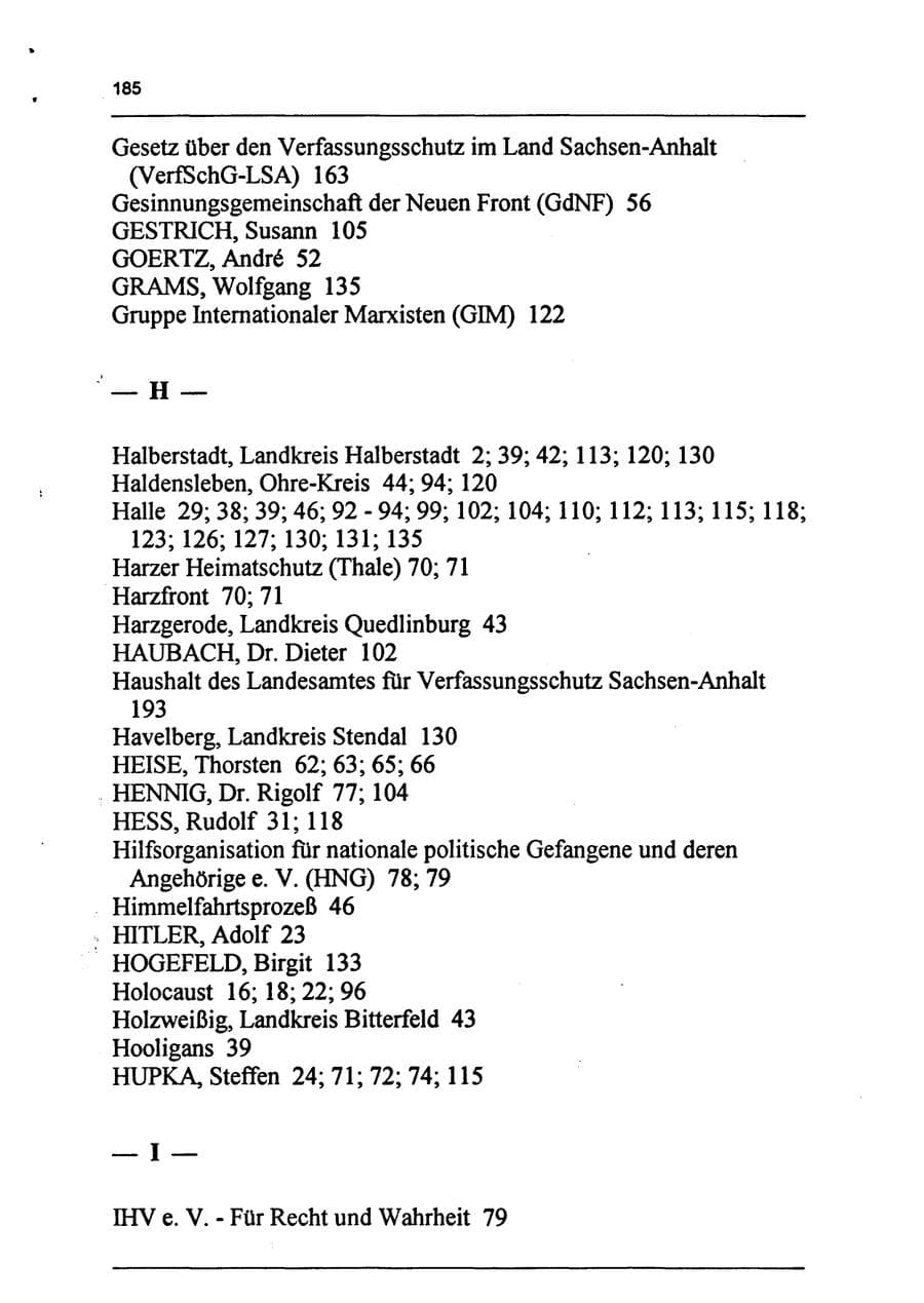 Seite 201 des Verfassungsschutzbericht 1994 Sachsen-Anhalt