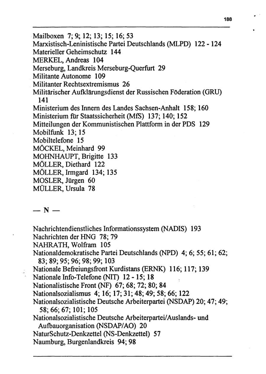 Seite 204 des Verfassungsschutzbericht 1994 Sachsen-Anhalt