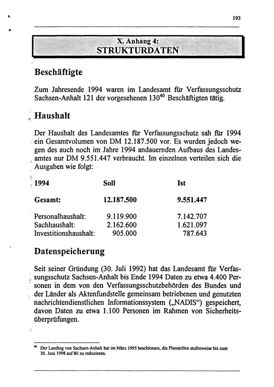 Seite 209 des Verfassungsschutzbericht 1994 Sachsen-Anhalt