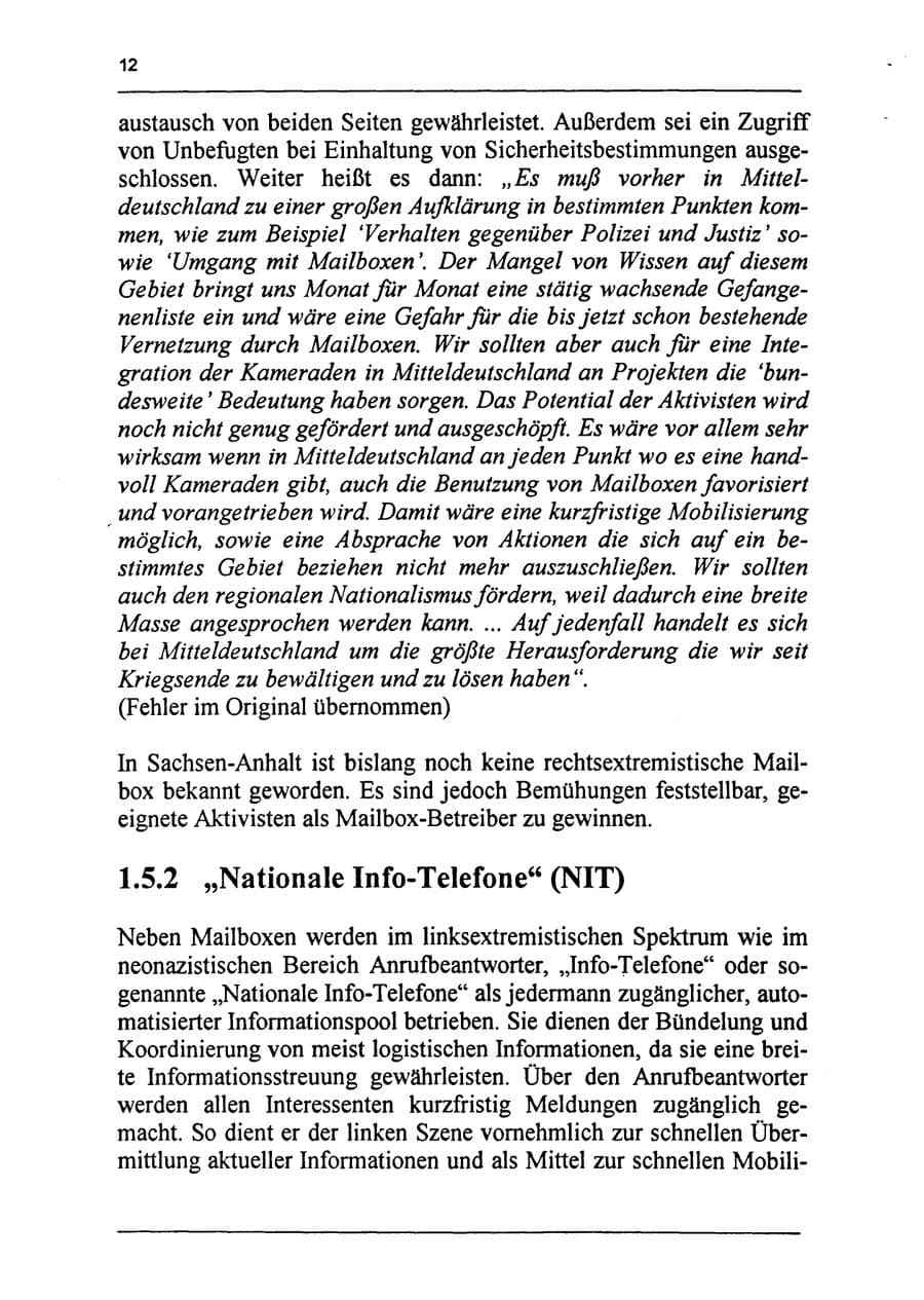 Seite 28 des Verfassungsschutzbericht 1994 Sachsen-Anhalt