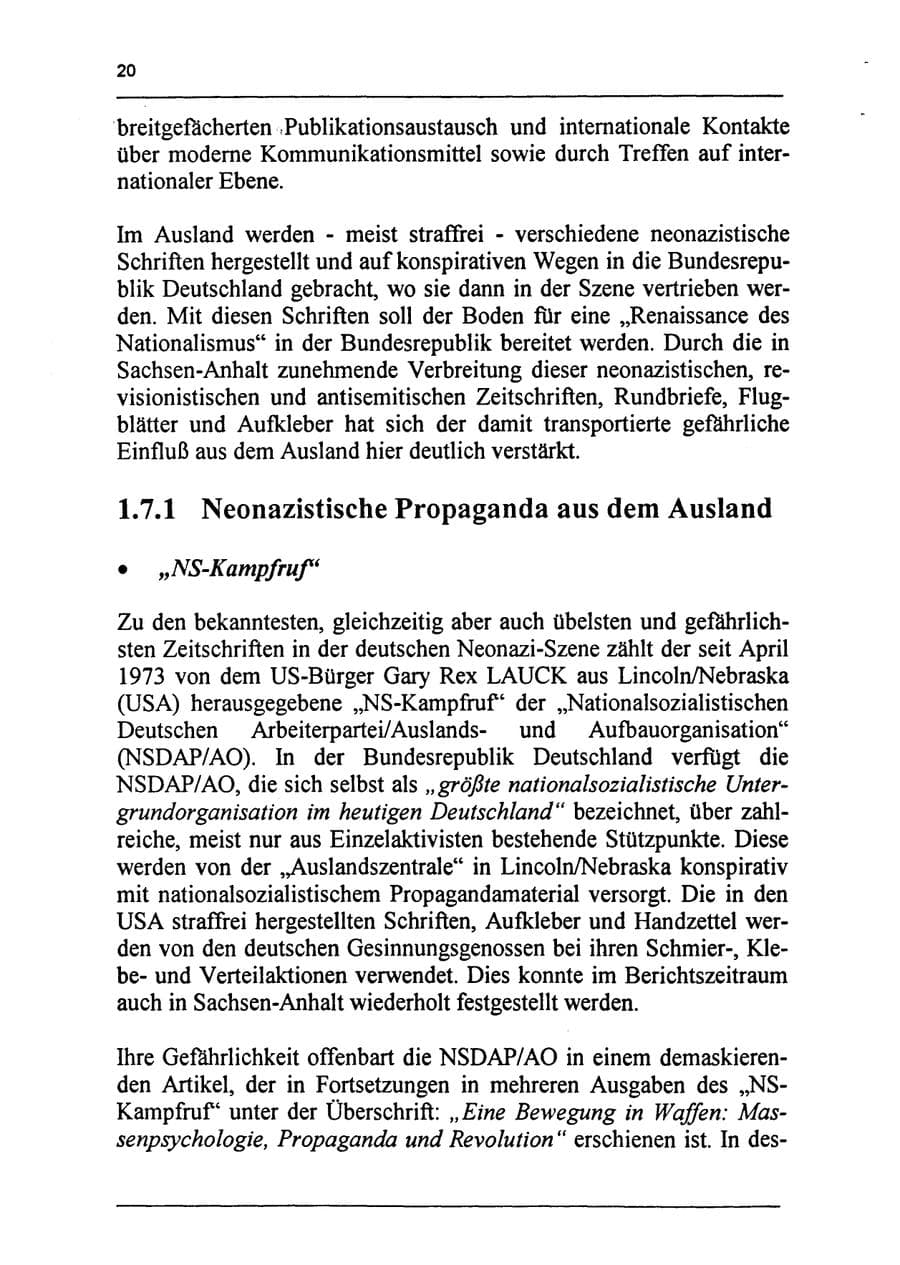 Seite 36 des Verfassungsschutzbericht 1994 Sachsen-Anhalt