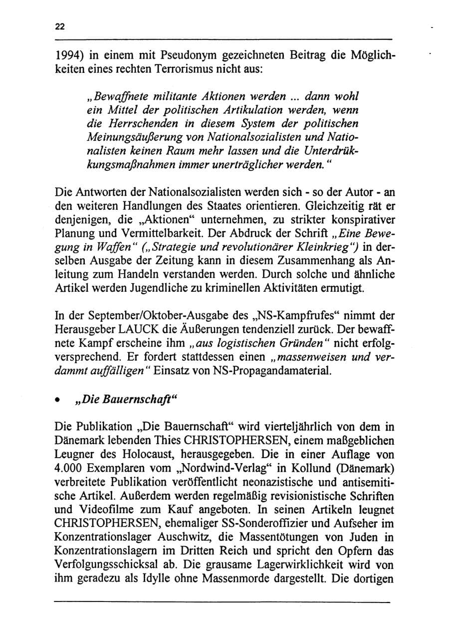 Seite 38 des Verfassungsschutzbericht 1994 Sachsen-Anhalt