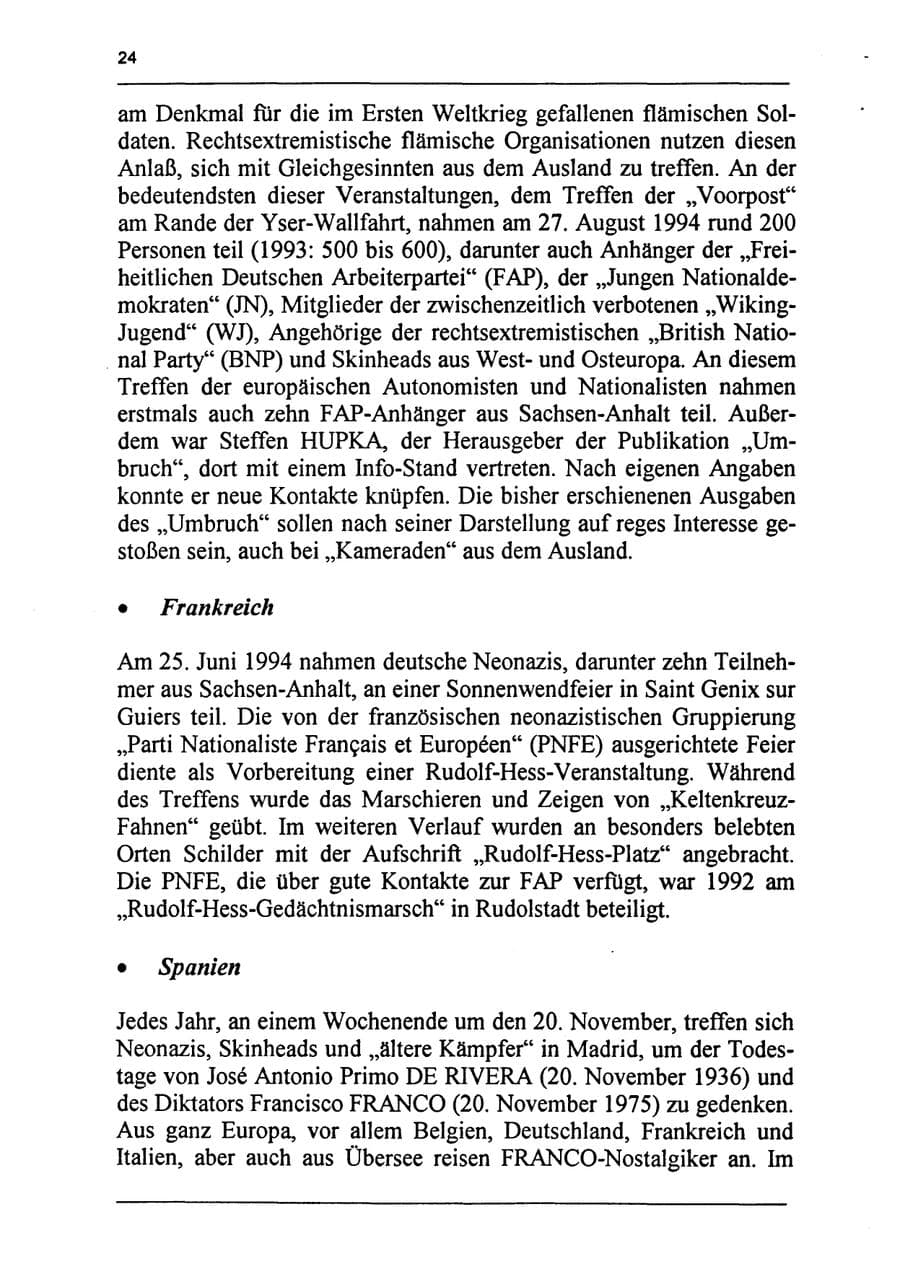 Seite 40 des Verfassungsschutzbericht 1994 Sachsen-Anhalt