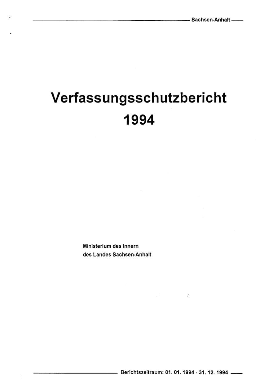 Seite 5 des Verfassungsschutzbericht 1994 Sachsen-Anhalt