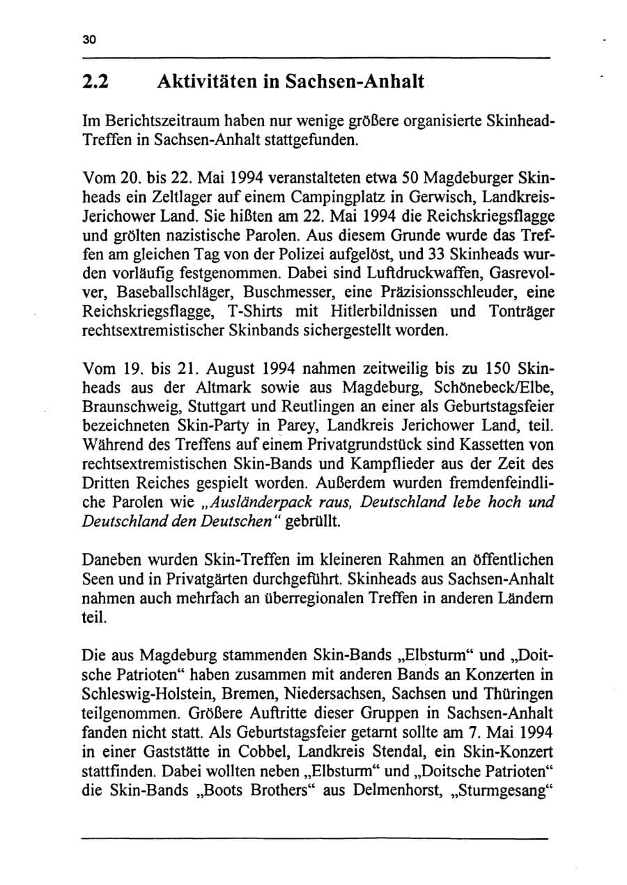 Seite 46 des Verfassungsschutzbericht 1994 Sachsen-Anhalt