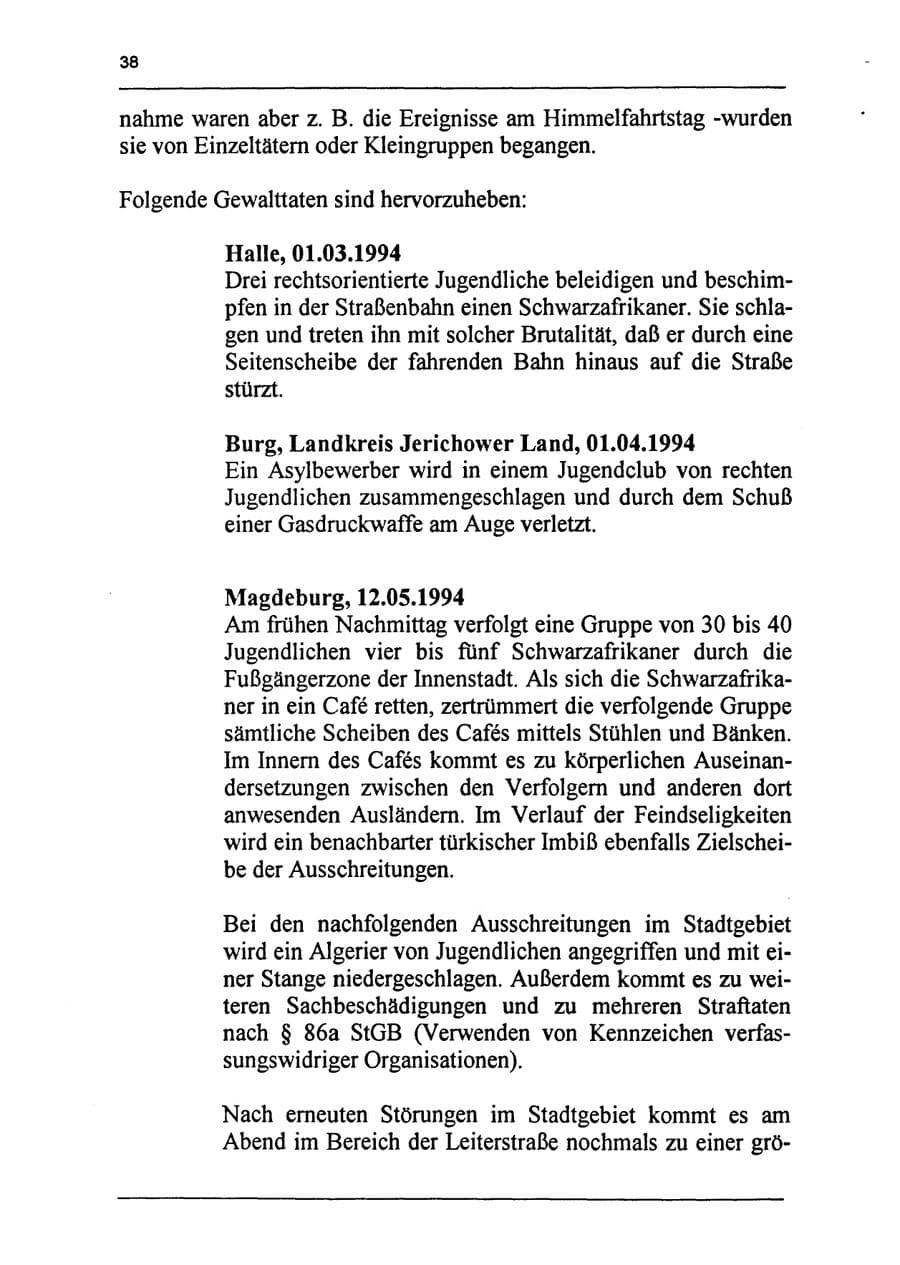 Seite 54 des Verfassungsschutzbericht 1994 Sachsen-Anhalt