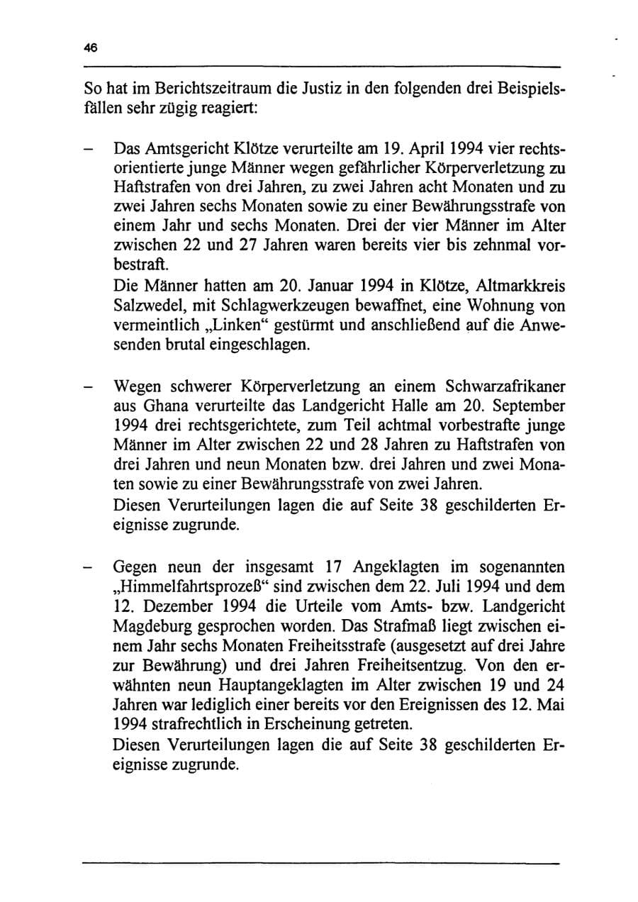 Seite 62 des Verfassungsschutzbericht 1994 Sachsen-Anhalt