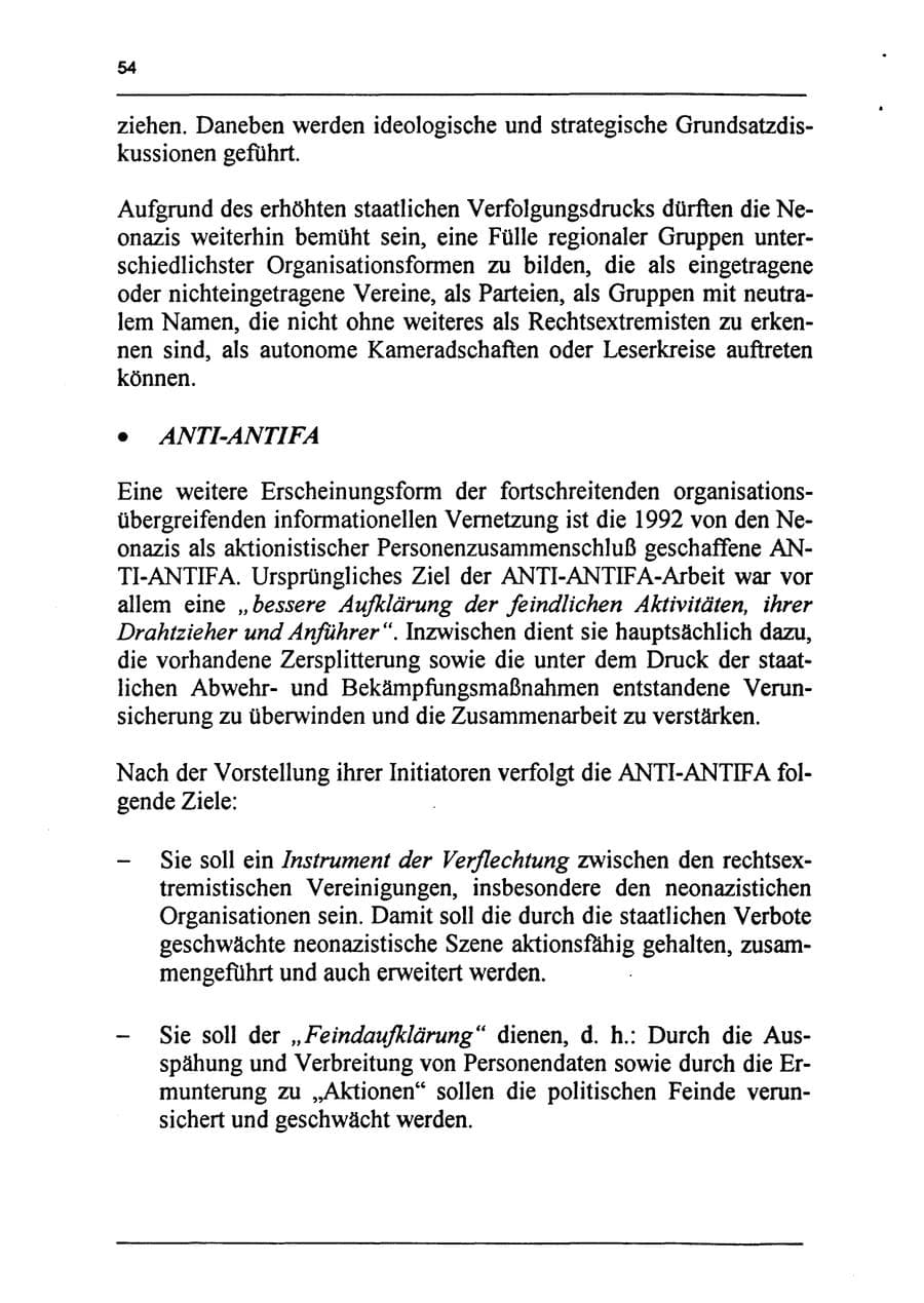 Seite 70 des Verfassungsschutzbericht 1994 Sachsen-Anhalt