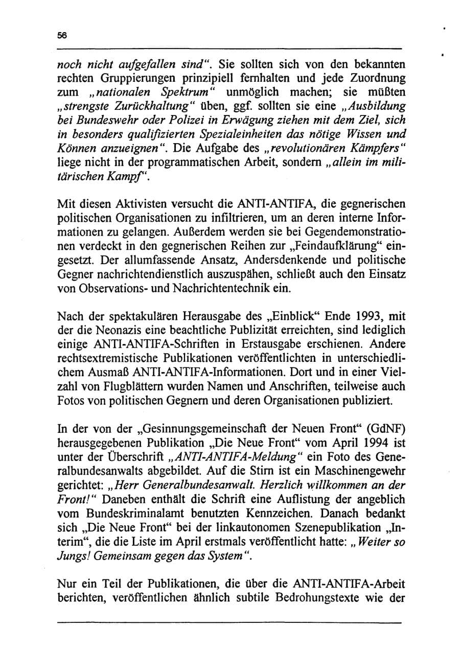 Seite 72 des Verfassungsschutzbericht 1994 Sachsen-Anhalt