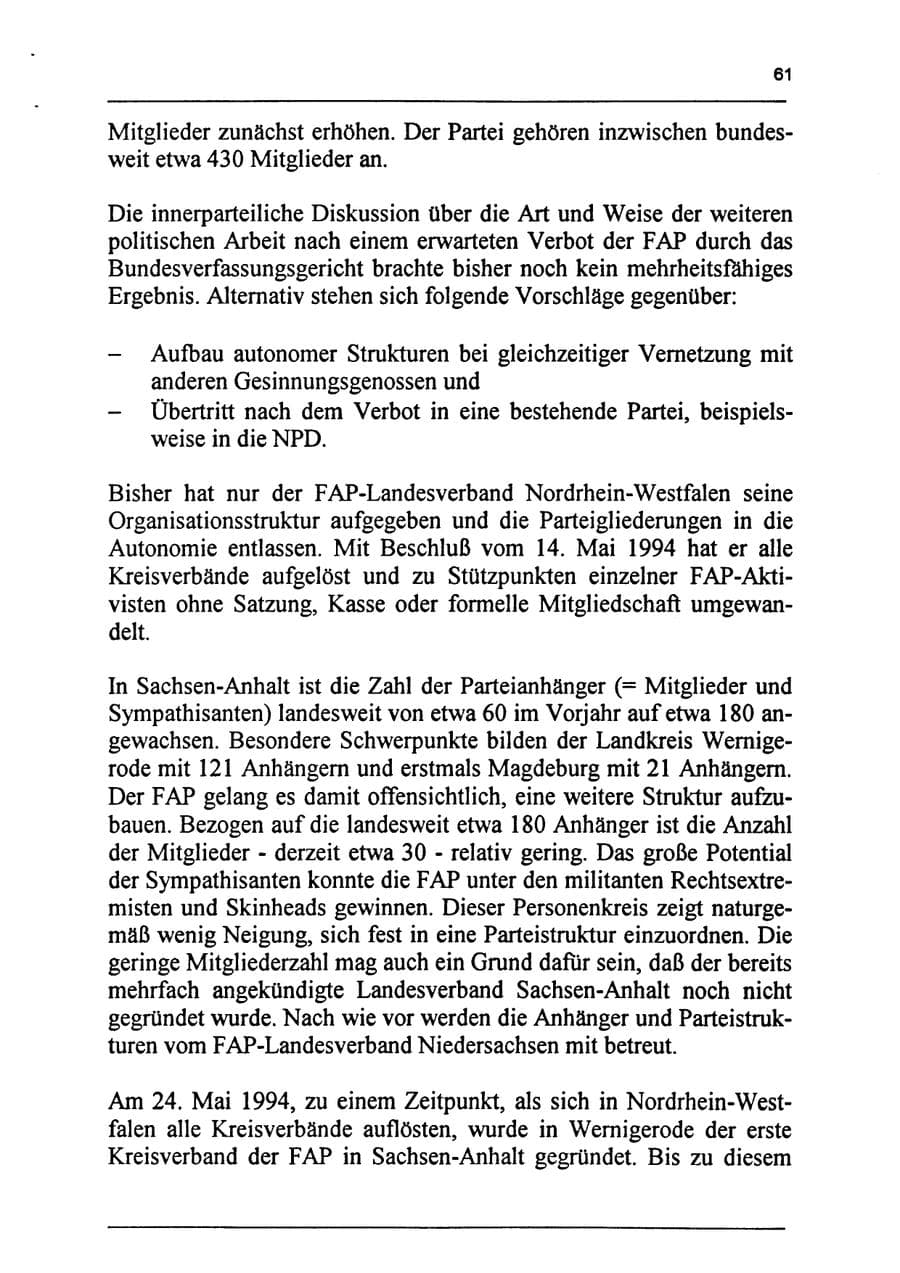 Seite 77 des Verfassungsschutzbericht 1994 Sachsen-Anhalt