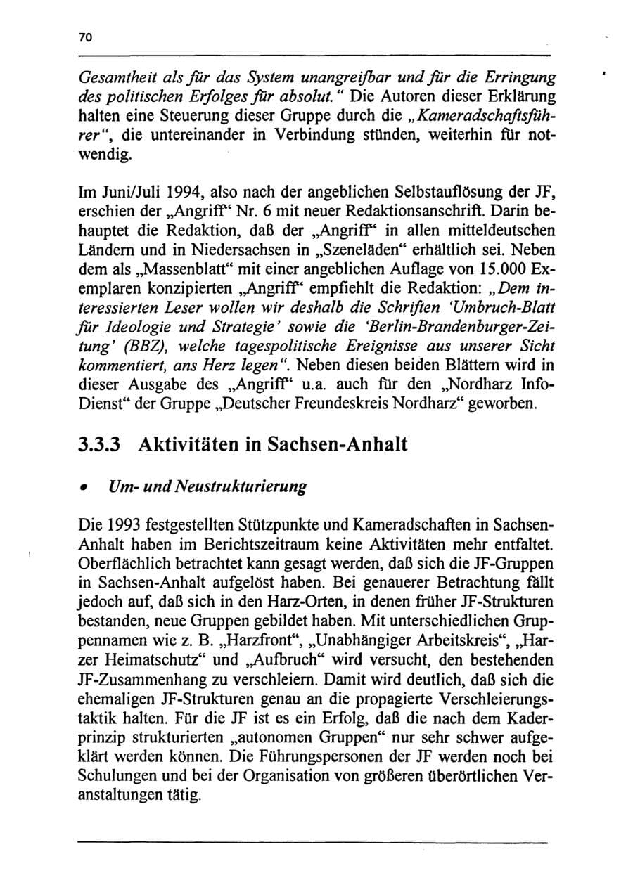 Seite 86 des Verfassungsschutzbericht 1994 Sachsen-Anhalt