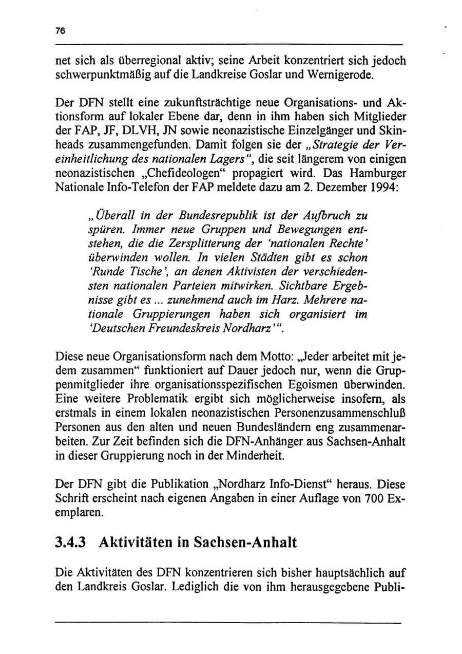 Seite 92 des Verfassungsschutzbericht 1994 Sachsen-Anhalt