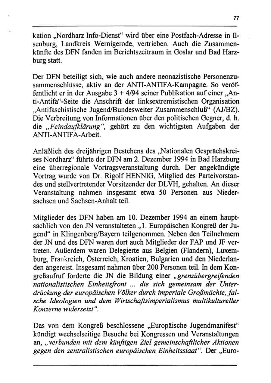 Seite 93 des Verfassungsschutzbericht 1994 Sachsen-Anhalt