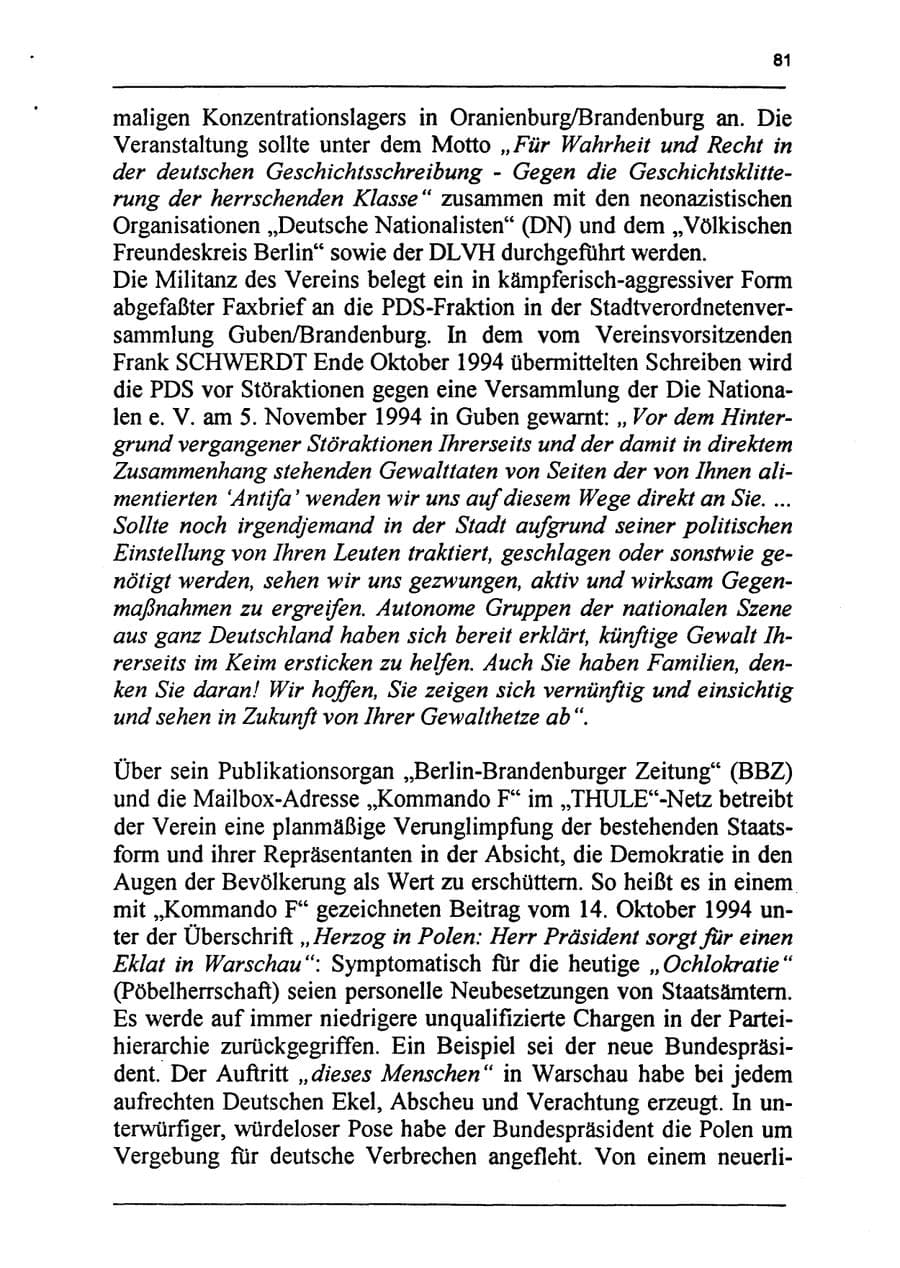 Seite 97 des Verfassungsschutzbericht 1994 Sachsen-Anhalt