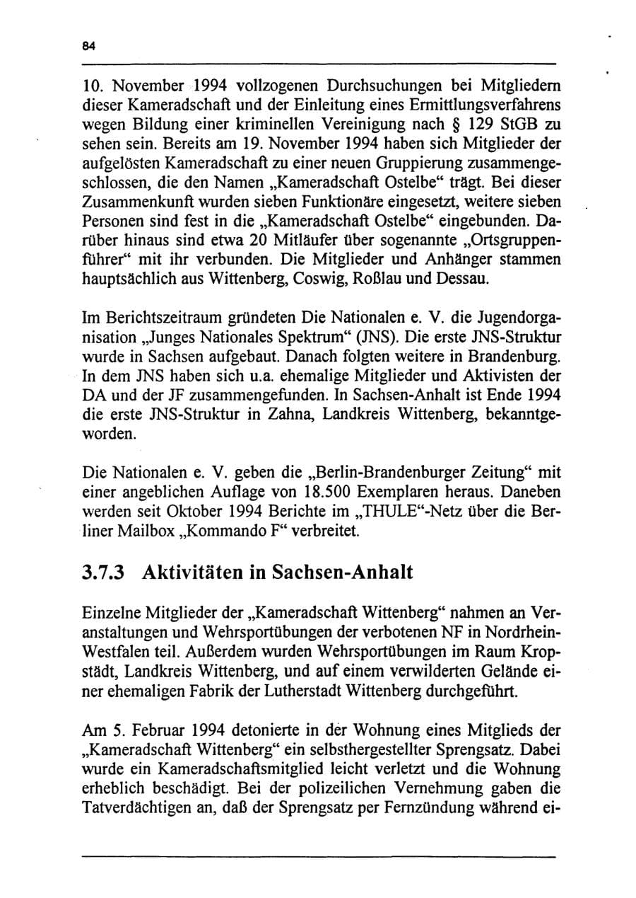 Seite 100 des Verfassungsschutzbericht 1994 Sachsen-Anhalt
