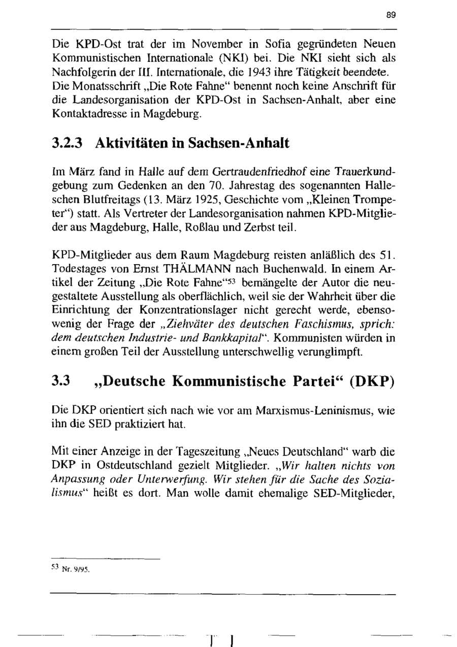 Seite 101 des Verfassungsschutzbericht 1995 Sachsen-Anhalt