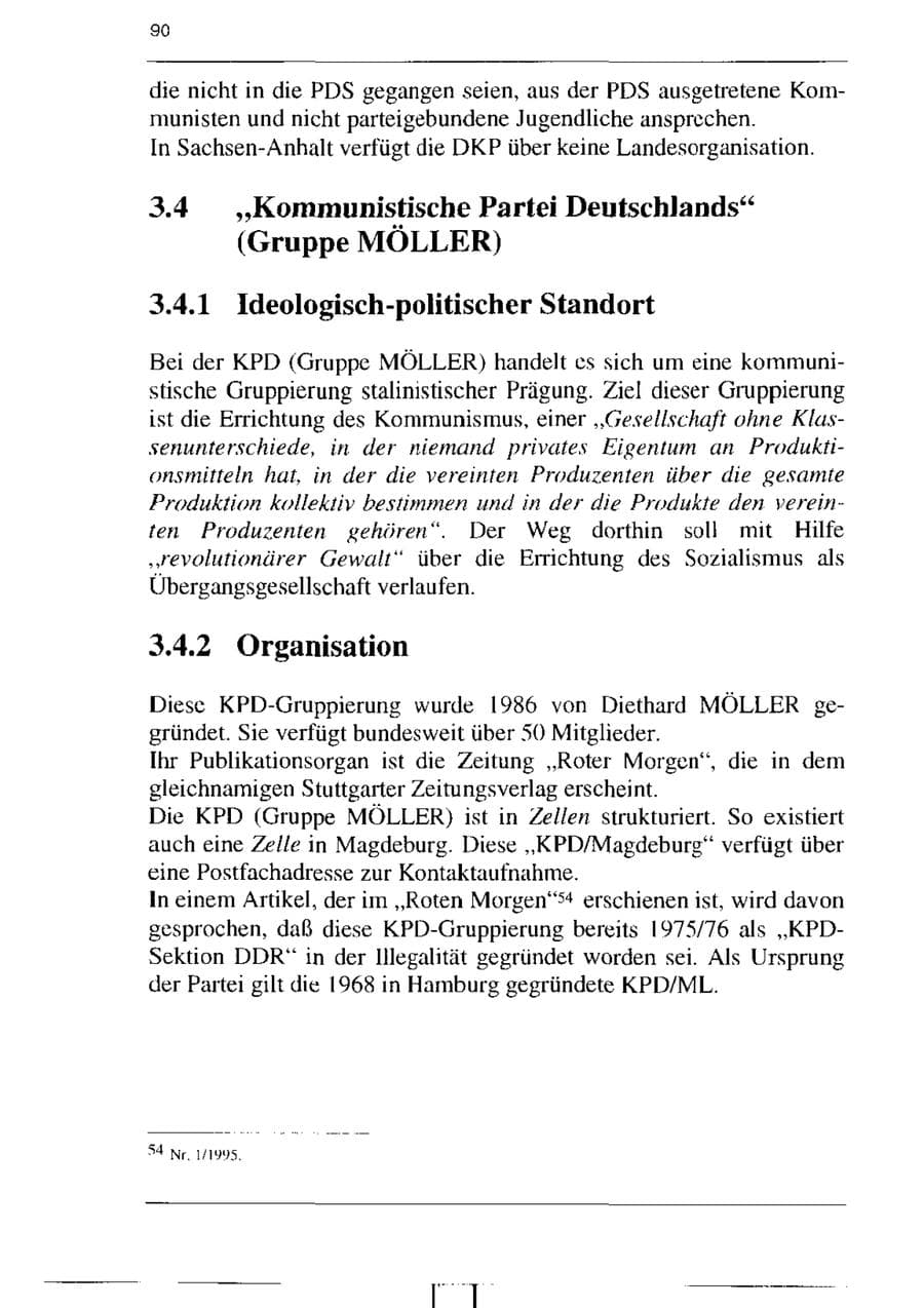 Seite 102 des Verfassungsschutzbericht 1995 Sachsen-Anhalt