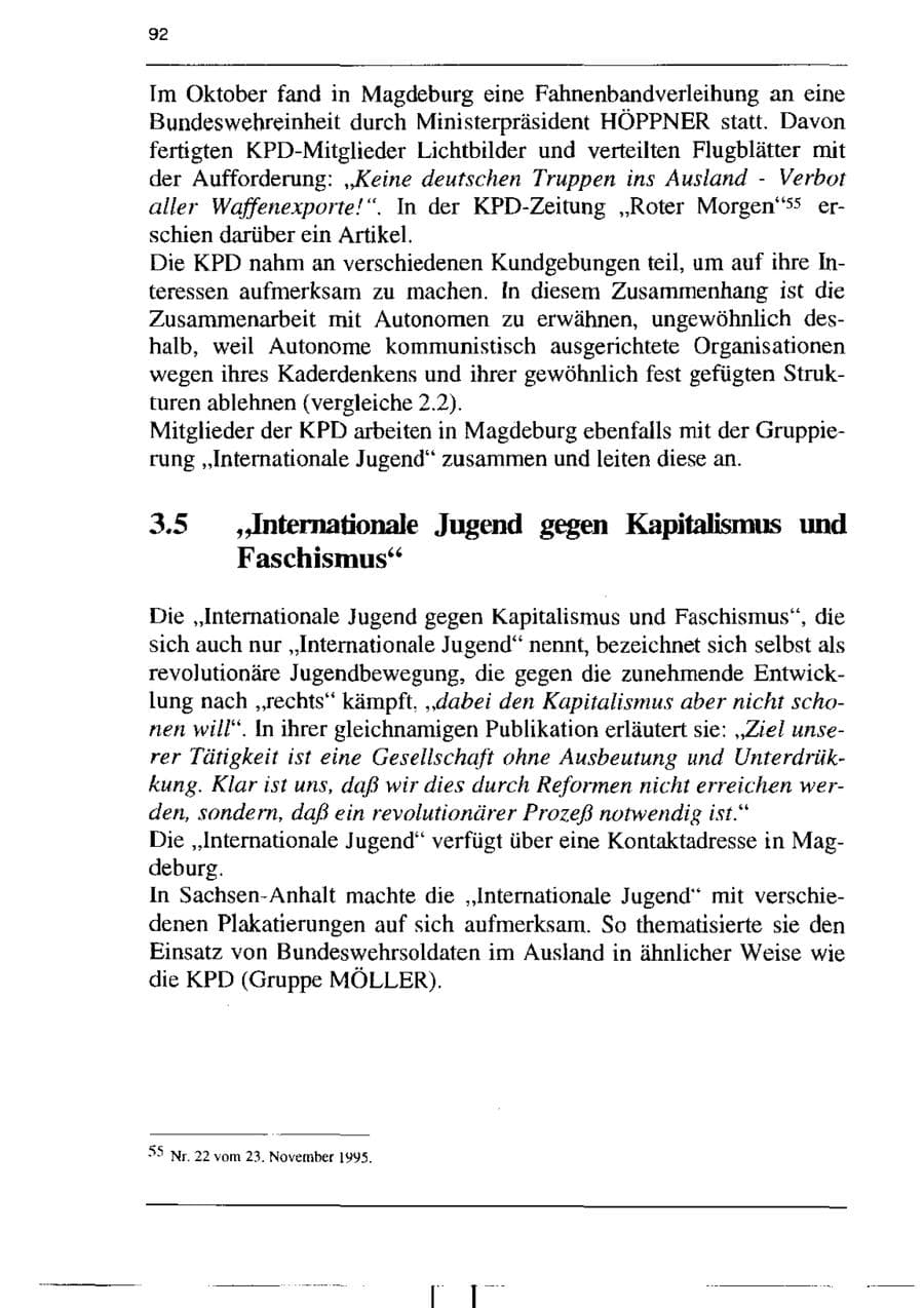 Seite 104 des Verfassungsschutzbericht 1995 Sachsen-Anhalt