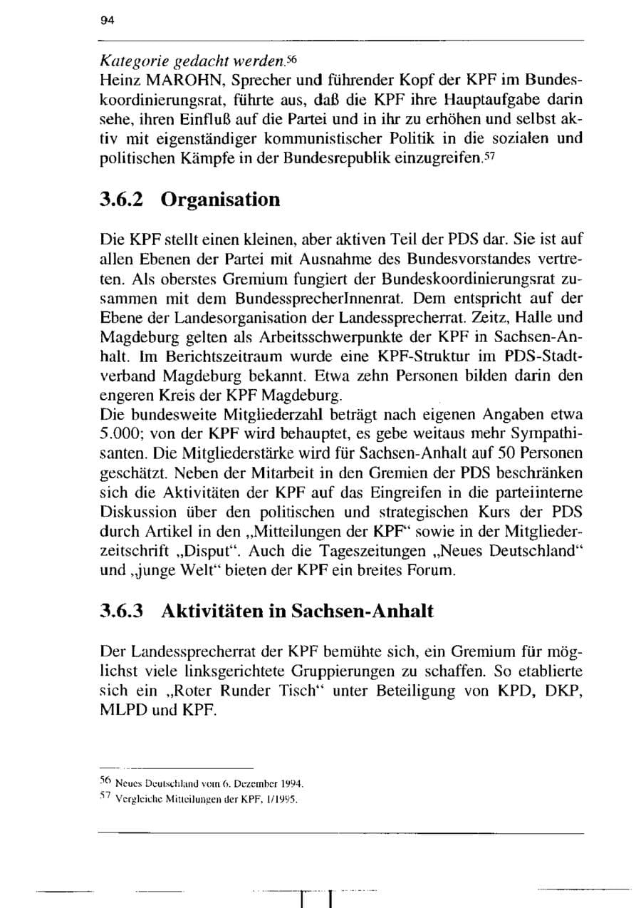 Seite 106 des Verfassungsschutzbericht 1995 Sachsen-Anhalt