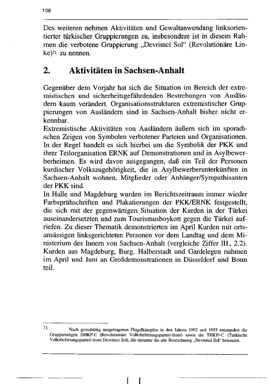 Seite 120 des Verfassungsschutzbericht 1995 Sachsen-Anhalt