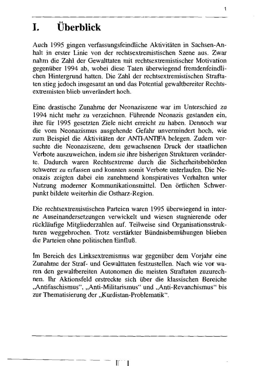 Seite 13 des Verfassungsschutzbericht 1995 Sachsen-Anhalt