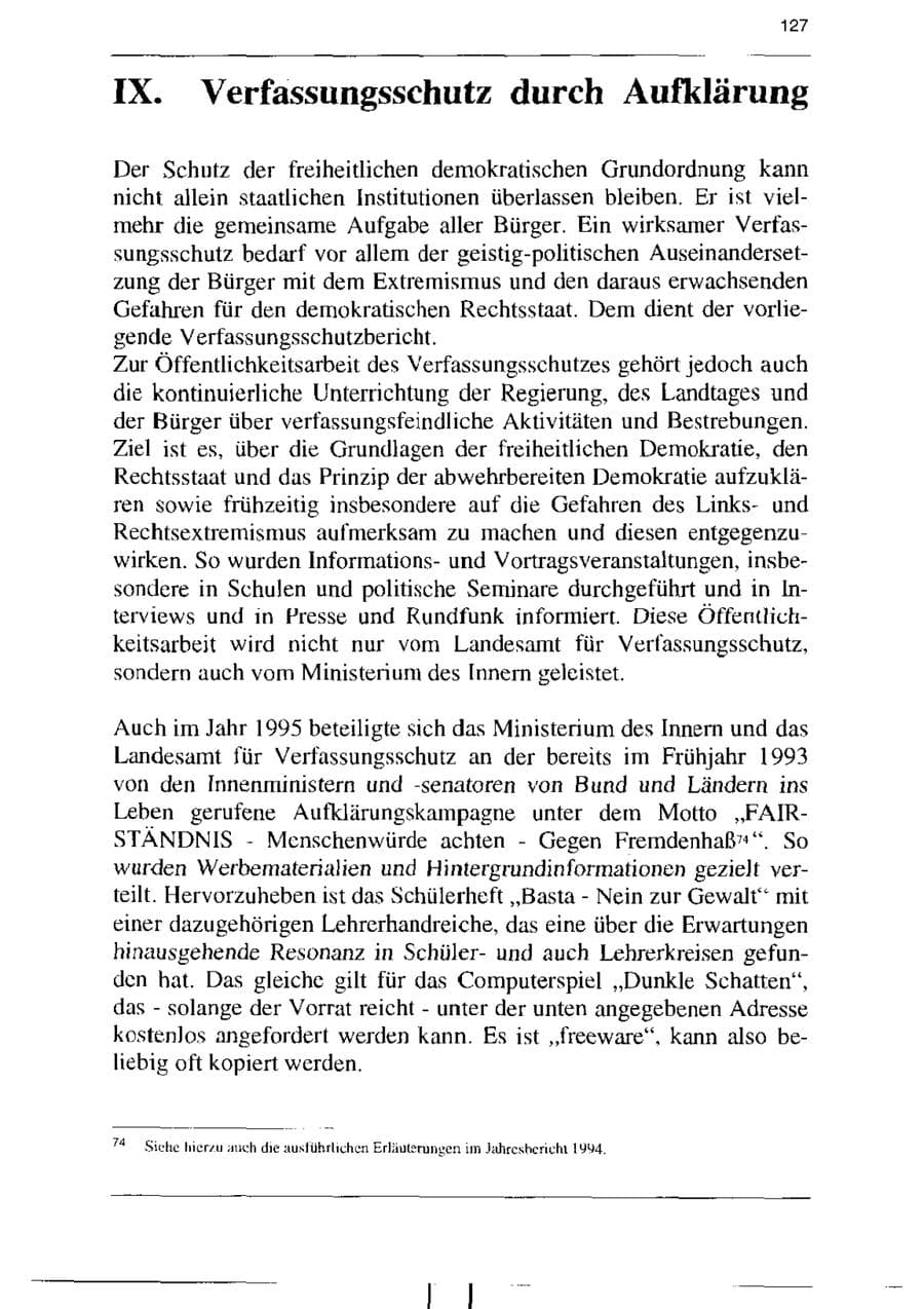 Seite 139 des Verfassungsschutzbericht 1995 Sachsen-Anhalt