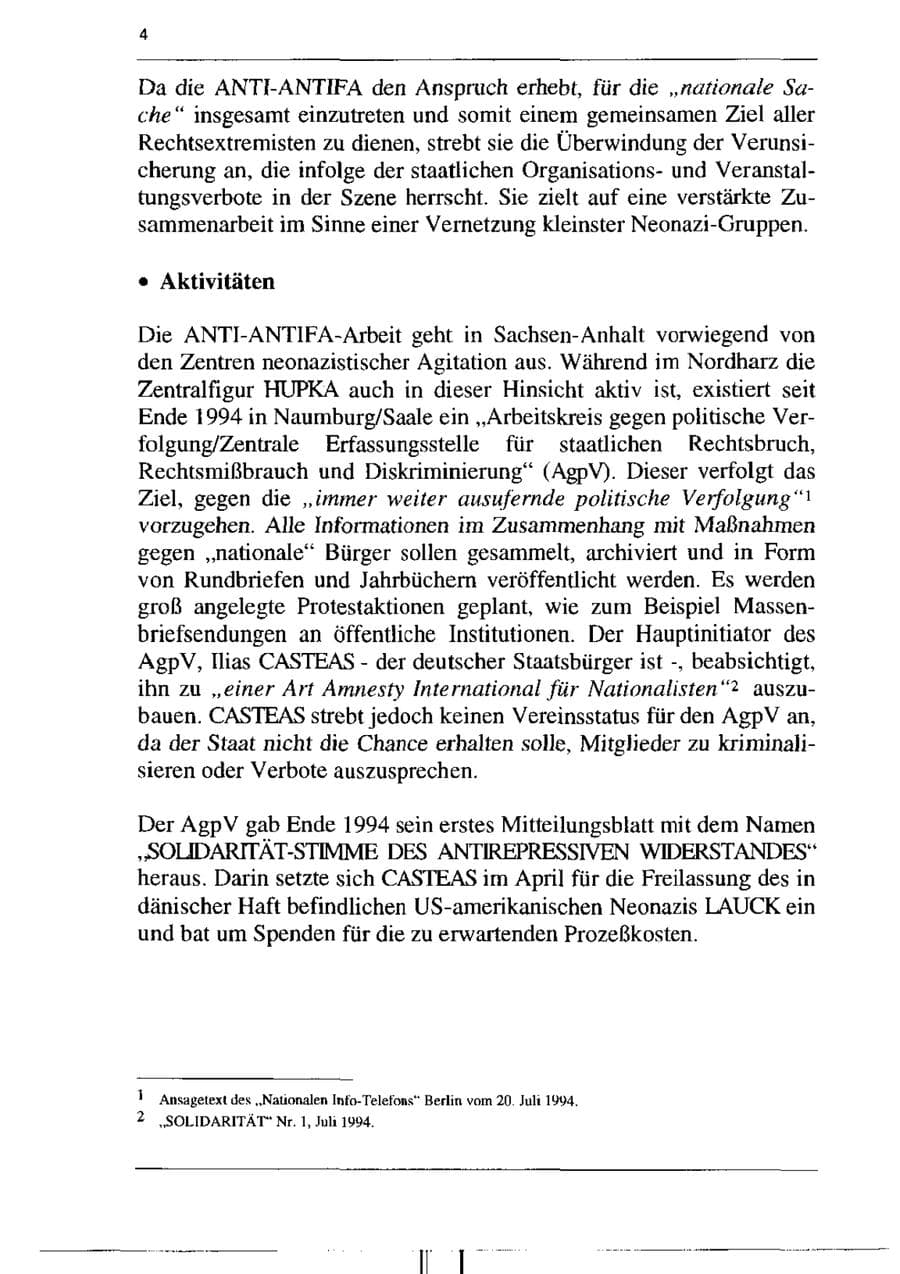 Seite 16 des Verfassungsschutzbericht 1995 Sachsen-Anhalt