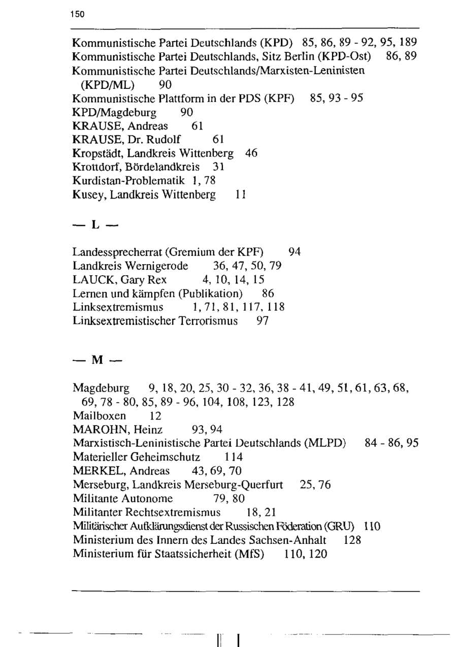 Seite 162 des Verfassungsschutzbericht 1995 Sachsen-Anhalt