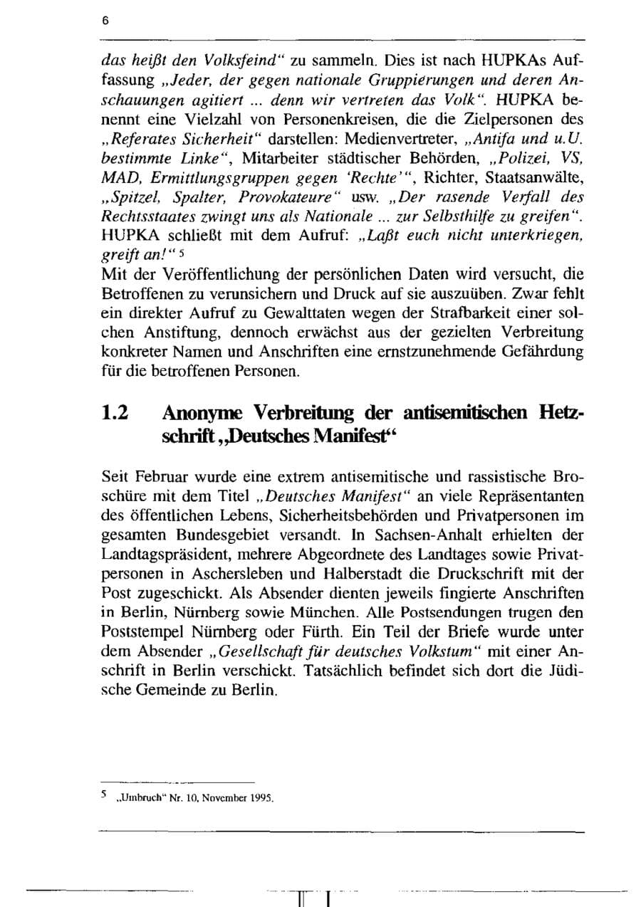 Seite 18 des Verfassungsschutzbericht 1995 Sachsen-Anhalt