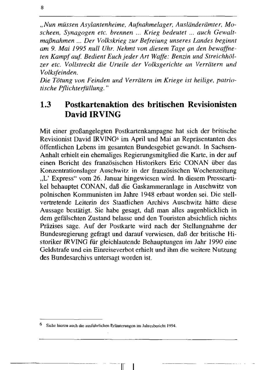 Seite 20 des Verfassungsschutzbericht 1995 Sachsen-Anhalt