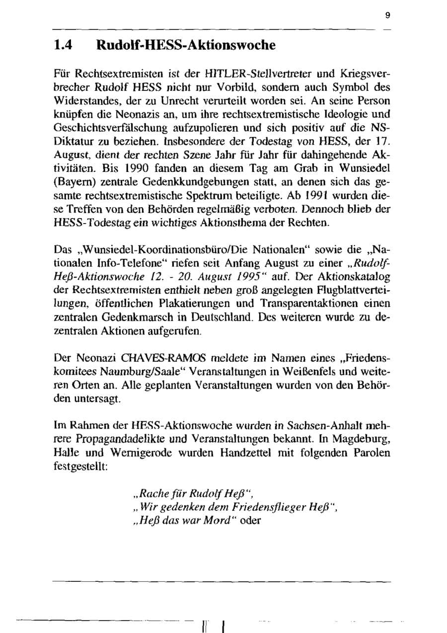 Seite 21 des Verfassungsschutzbericht 1995 Sachsen-Anhalt