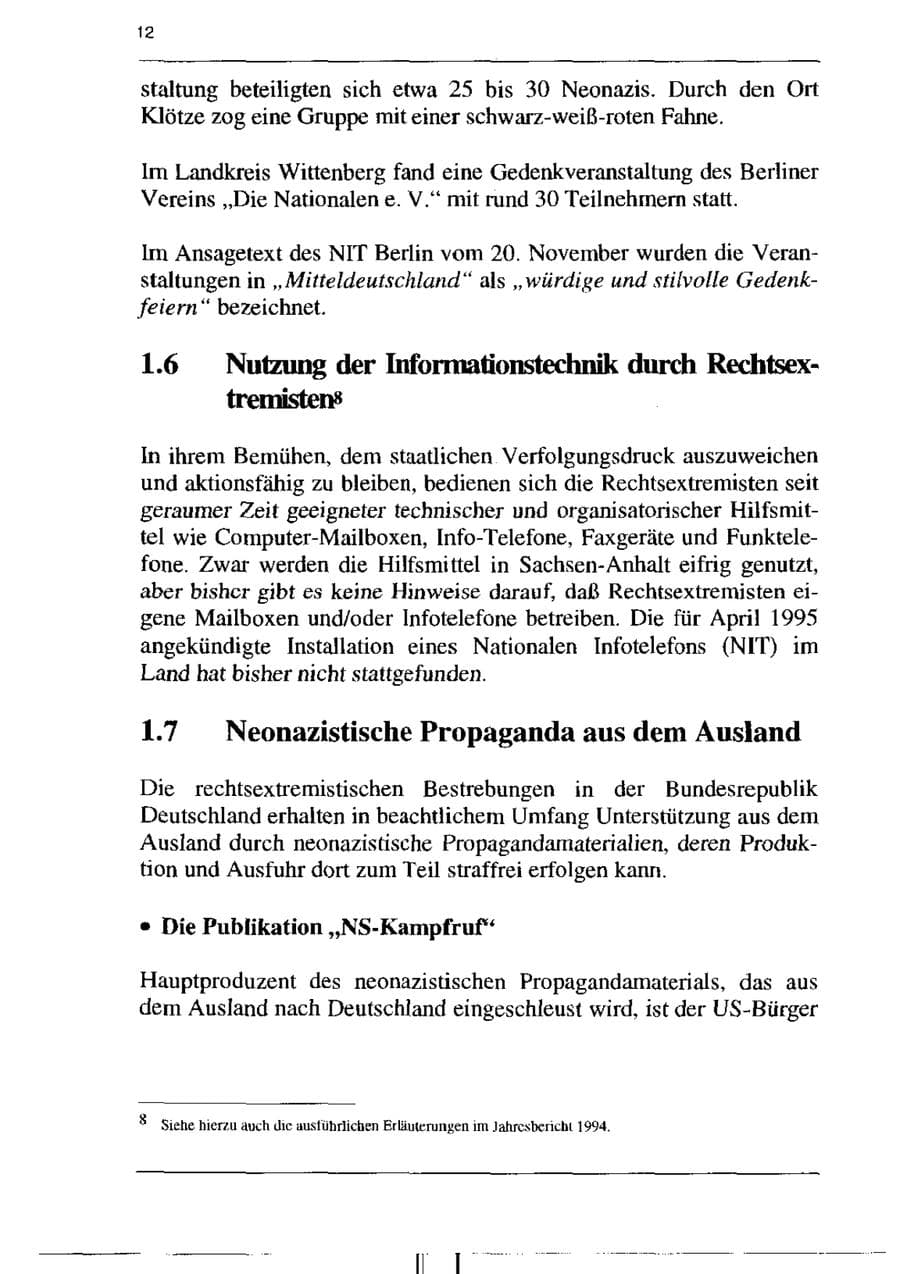 Seite 24 des Verfassungsschutzbericht 1995 Sachsen-Anhalt