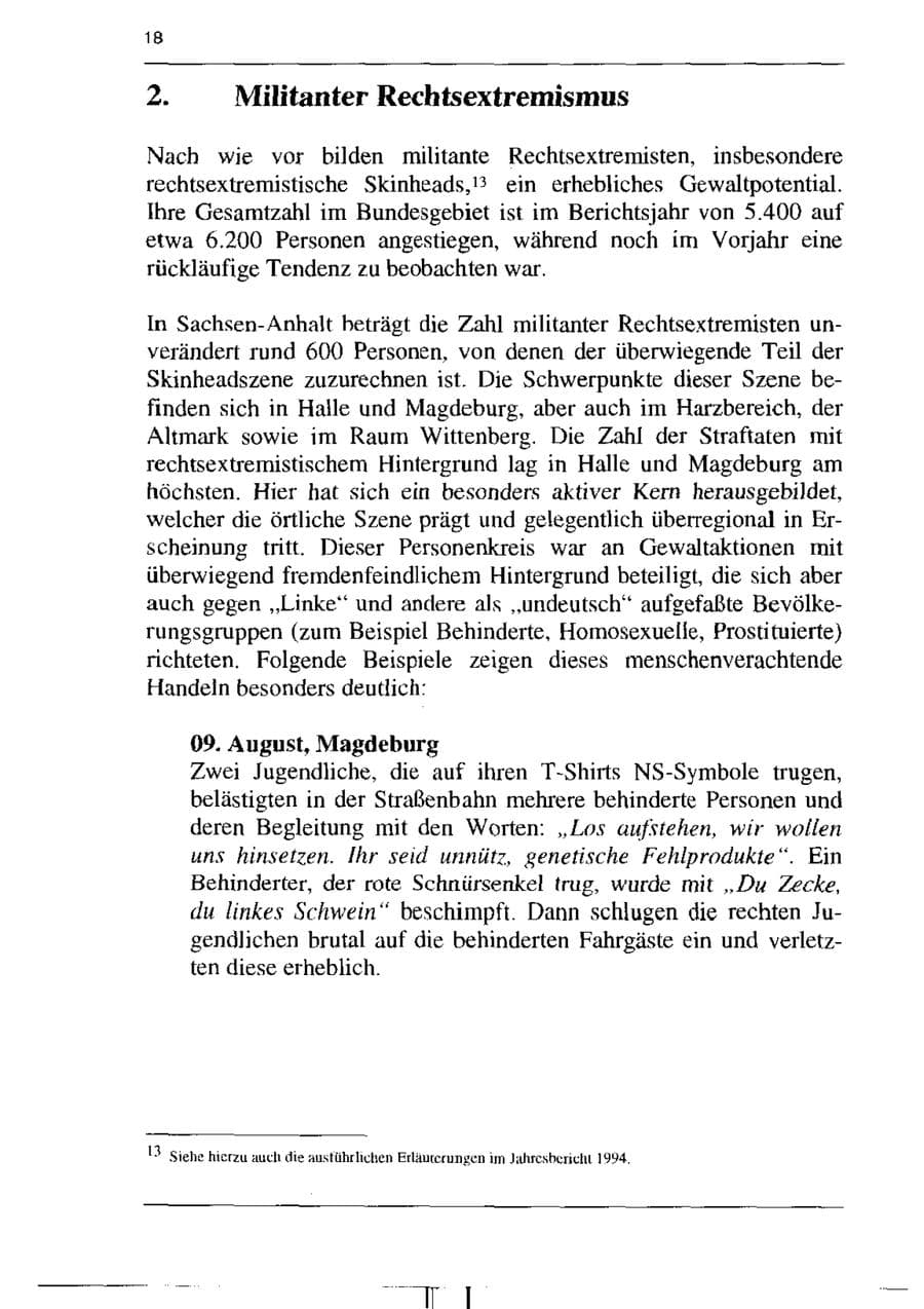 Seite 30 des Verfassungsschutzbericht 1995 Sachsen-Anhalt