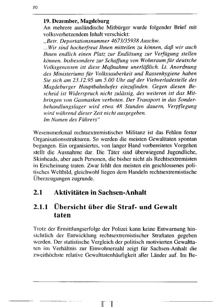 Seite 32 des Verfassungsschutzbericht 1995 Sachsen-Anhalt