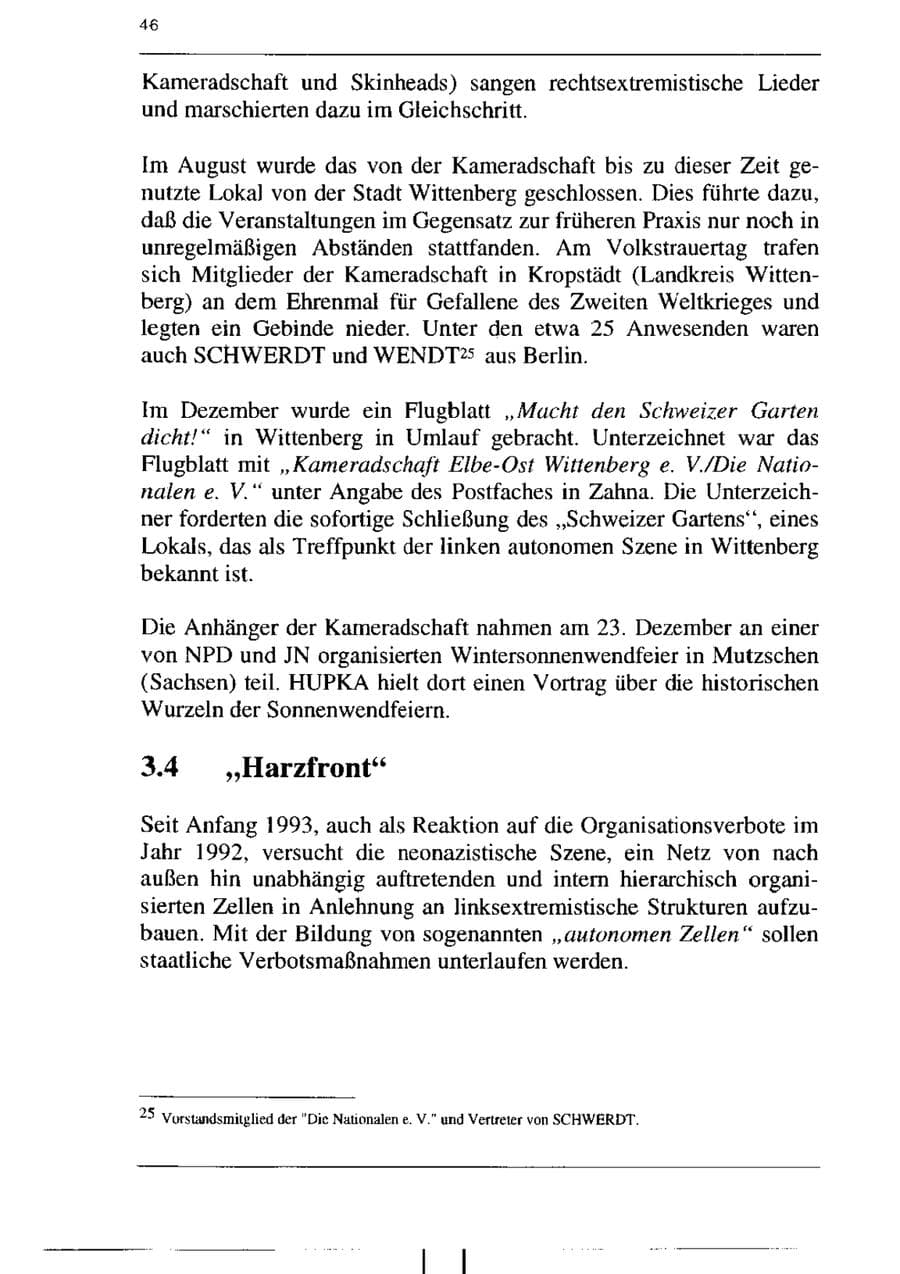 Seite 58 des Verfassungsschutzbericht 1995 Sachsen-Anhalt