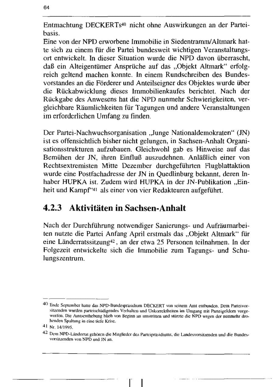 Seite 76 des Verfassungsschutzbericht 1995 Sachsen-Anhalt