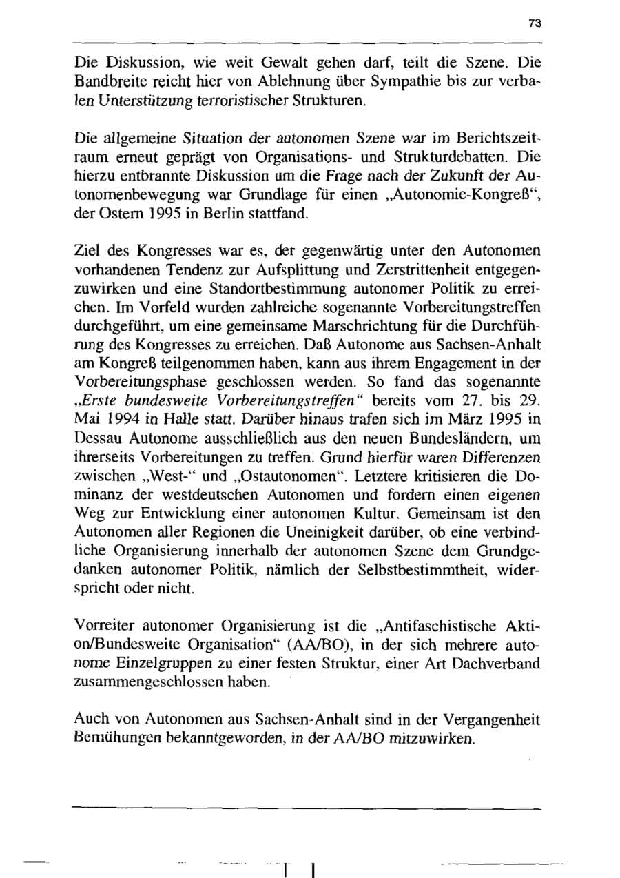 Seite 85 des Verfassungsschutzbericht 1995 Sachsen-Anhalt